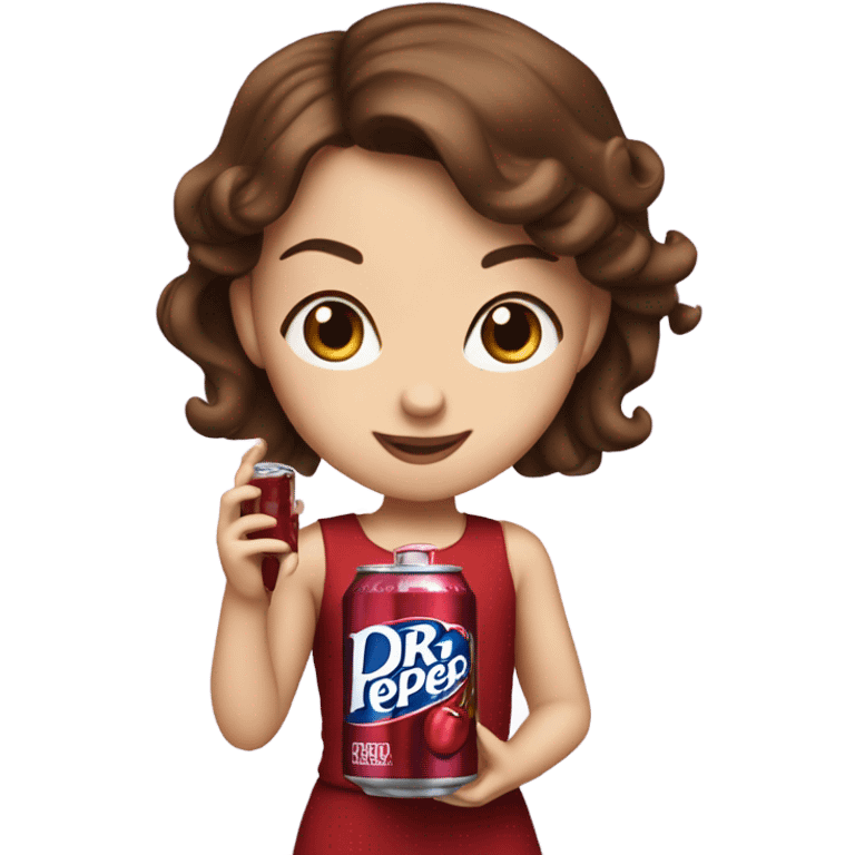 Drinking dr pepper cherry flavoured Brown hair girl blue eyes emoji