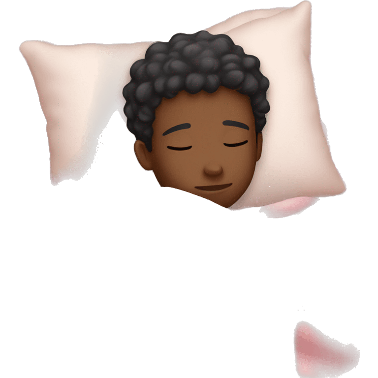 Black boy sleeping with pastel pink blanket emoji