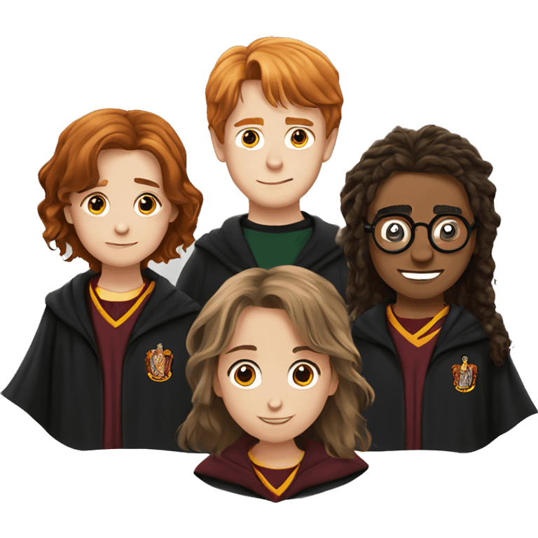 Harry Potter with Hermione Granger and Ron Weasley emoji