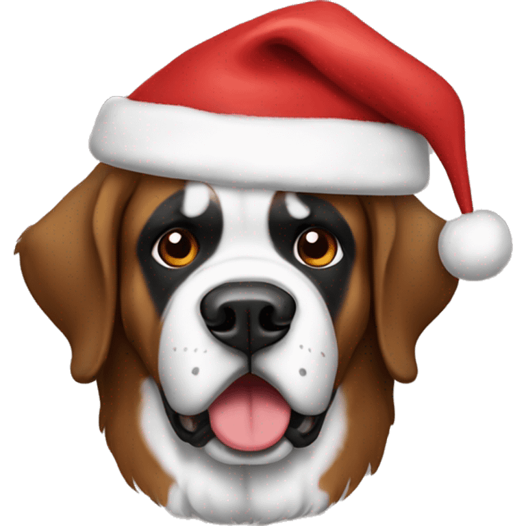 Brown St. Bernard with Santa hat  emoji