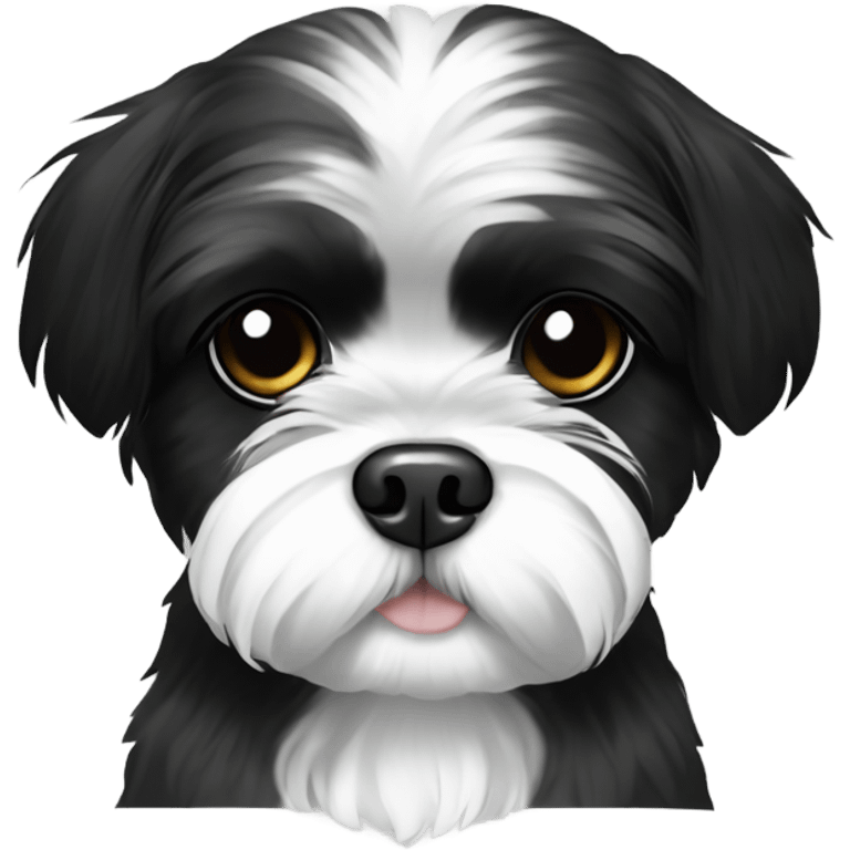 Shih tzu black and white with heart  emoji