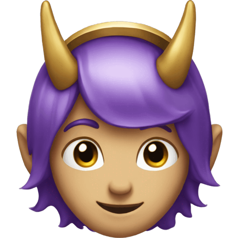 Emoji with the halo having 2  purple horns emoji