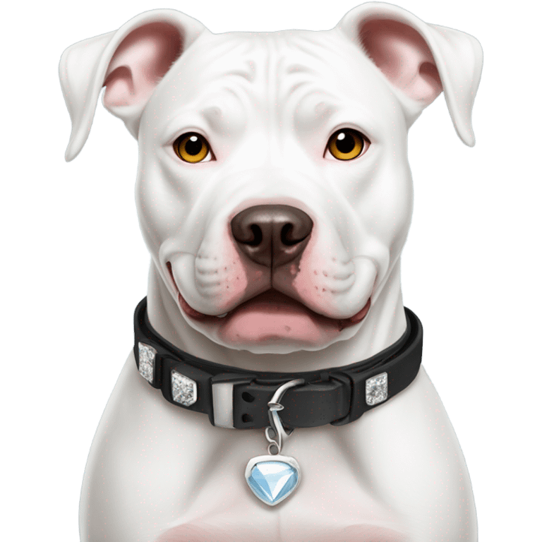 White pitbull with a collar that says Ice emoji