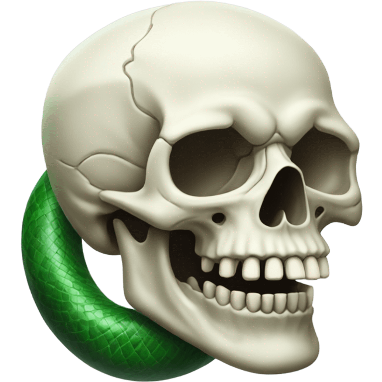 realistic skull with open mouth green snake emoji