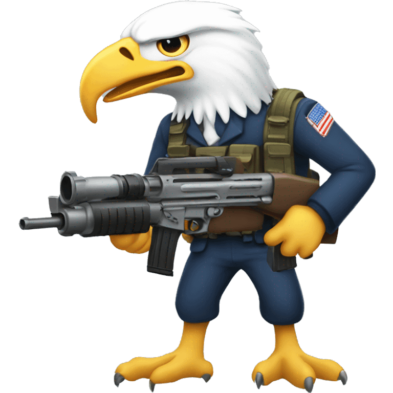 Bald eagle with machine gun emoji