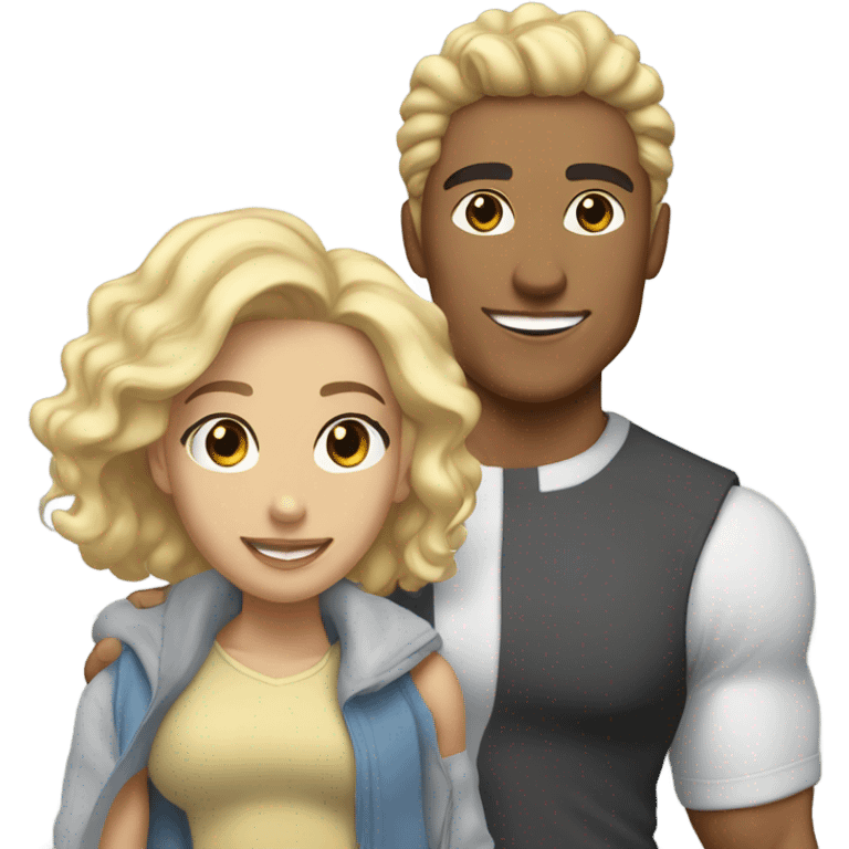 Lightskin man and white woman with blonde hair couple emoji