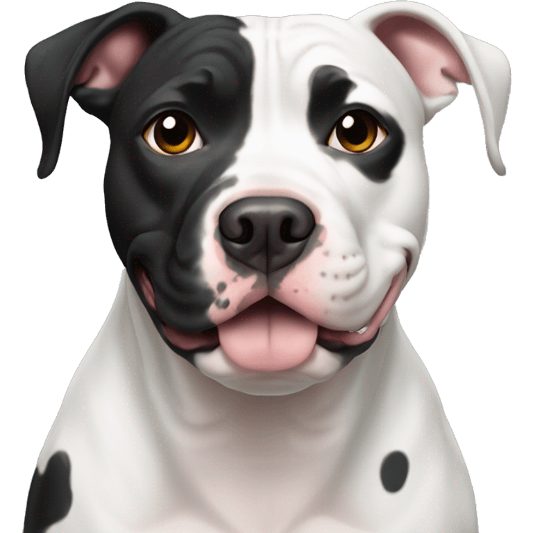 A black and white splotched pit bull emoji