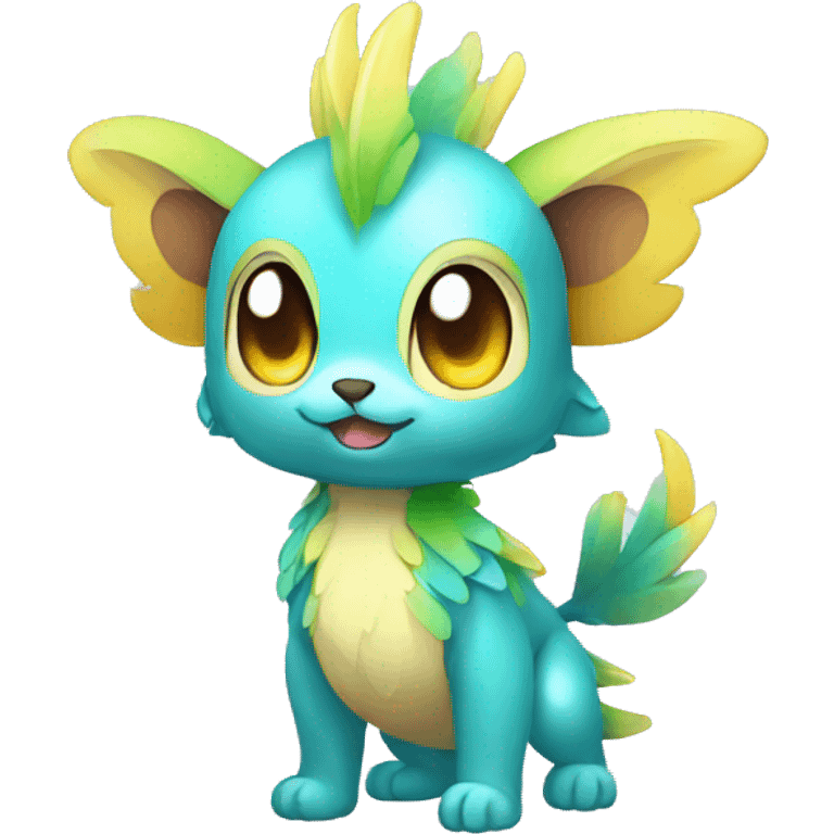 Cute cool shiny colorful fantasy animal hybrid Fakemon full body emoji