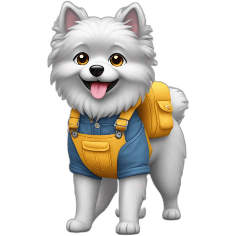 Gray spitz in overalls walking emoji