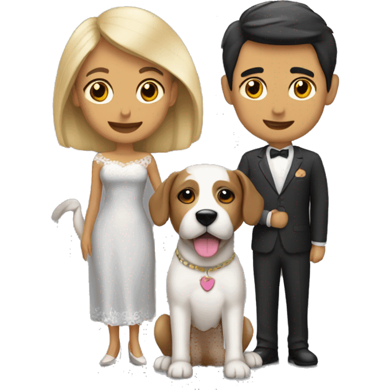 Novios con un perro emoji