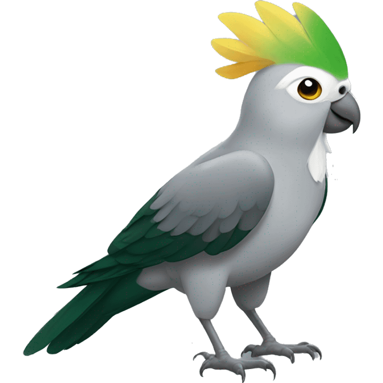 Grey Cockatiel with Dark Green Tail emoji