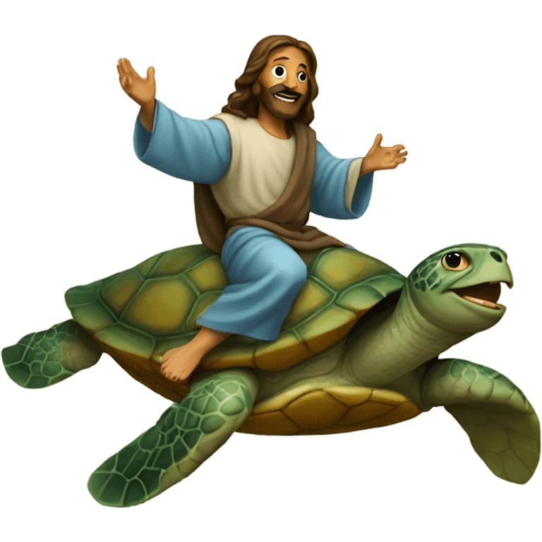 Jesus riding a turtle emoji