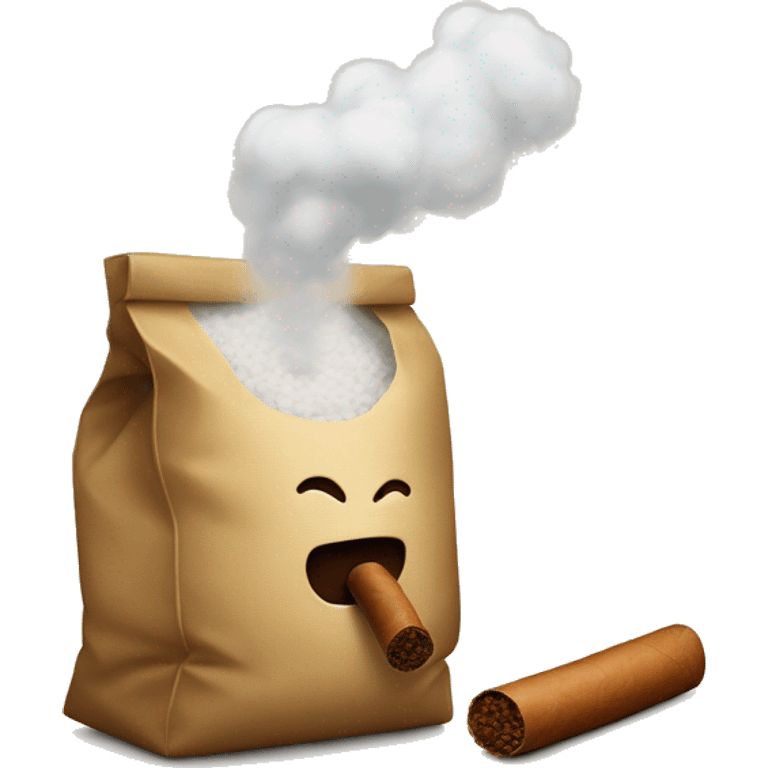 a bag of flour smokes a cigar emoji