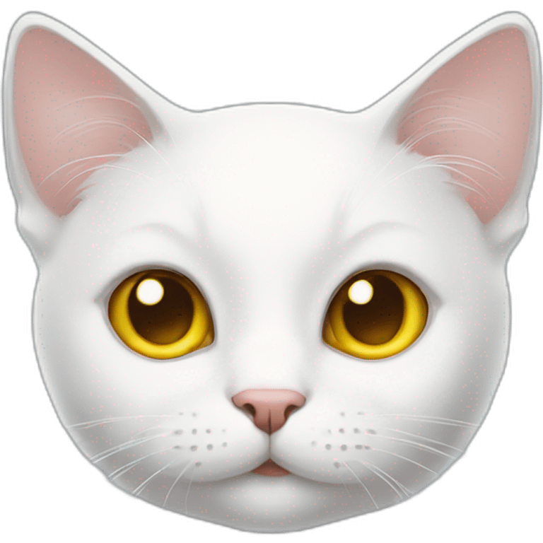 cute white cat with big yellow eyes  emoji