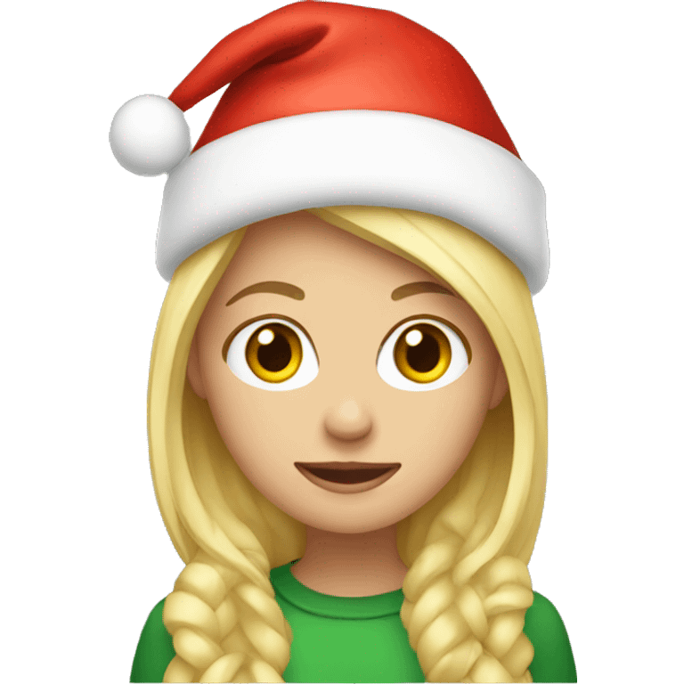 Blonde girl with Christmas hat emoji