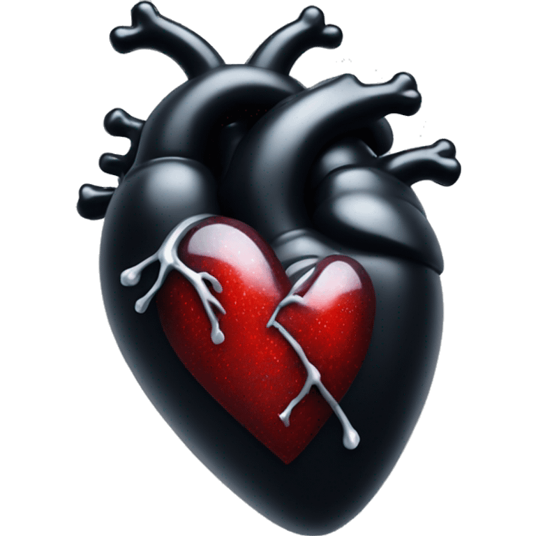 Anatomical black heart with white sparkles emoji