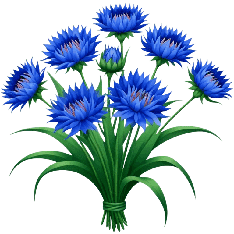 luxuriant, big bouquet Cornflower, stem, leaf emoji