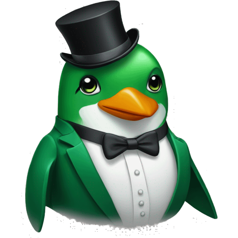 green penguin in a tux emoji