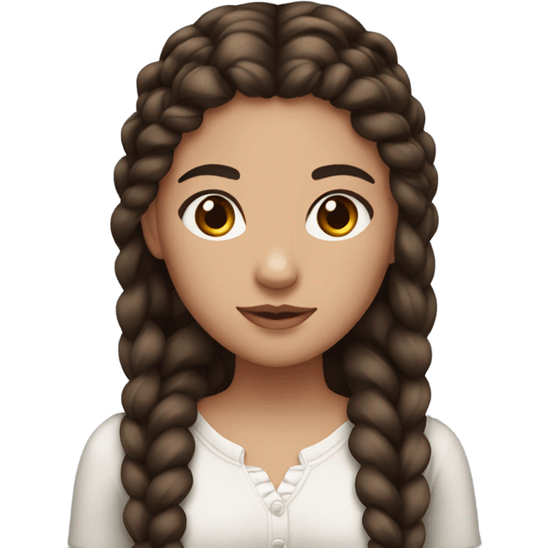 Girl with long dark brown hair french braids with brown eyes fat lips  emoji