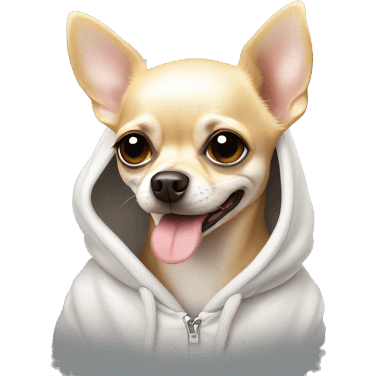 Smiling vanilla chihuahua wearing hoodie  emoji