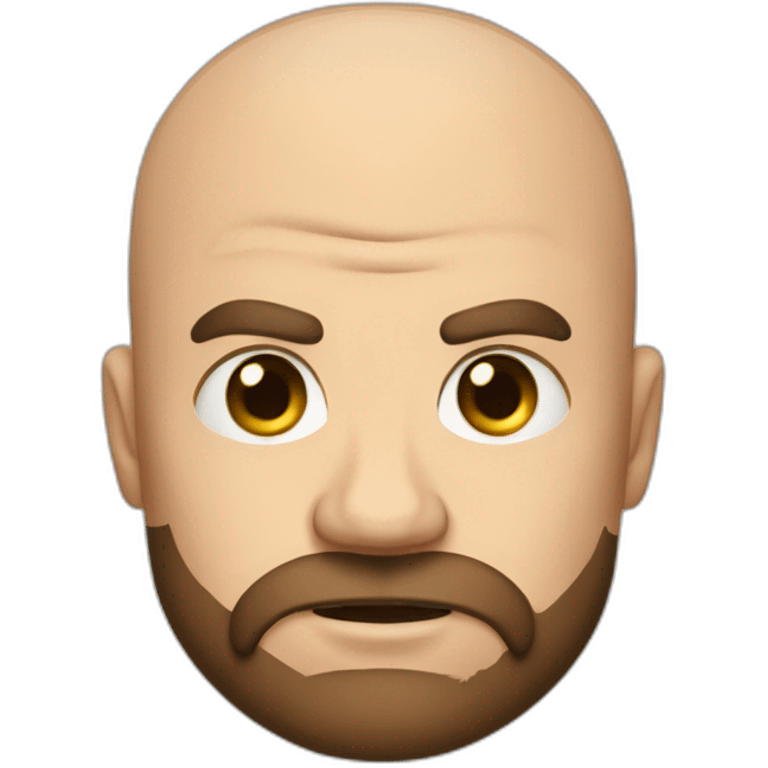 Topq, andrew tate, bald muscular, brown beard, angry eyes and angry straight face emoji