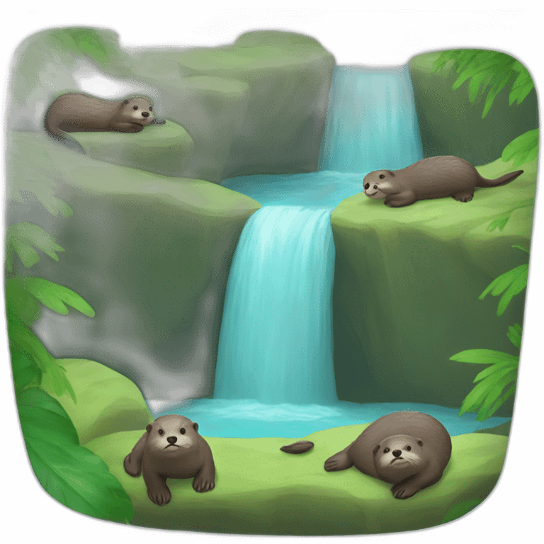 otters swimming in waterfall emoji