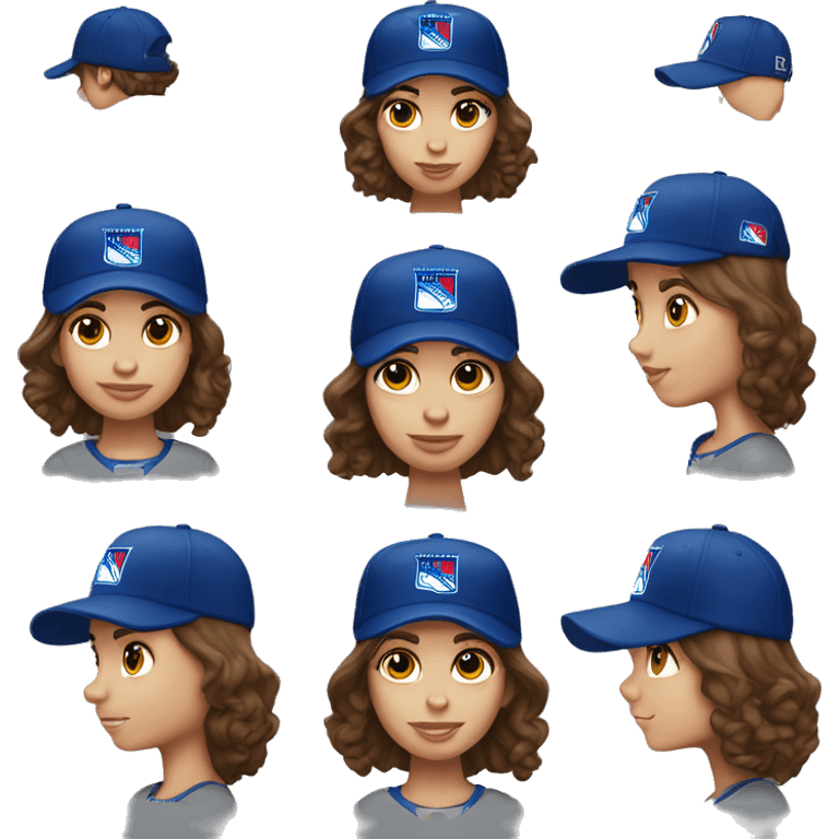 Brown hair Girl New York Rangers cap emoji