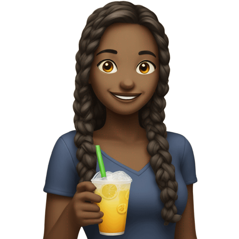 smiling girl with drink emoji