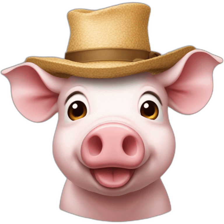 Cochon qui a un chapeau emoji