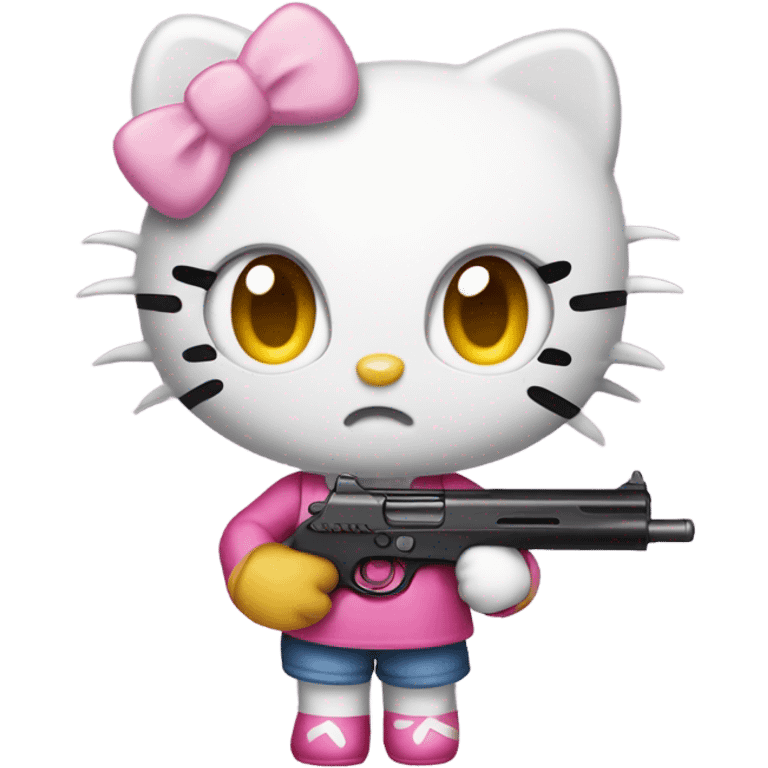 hello kitty with a gun but her eyes are normal  emoji