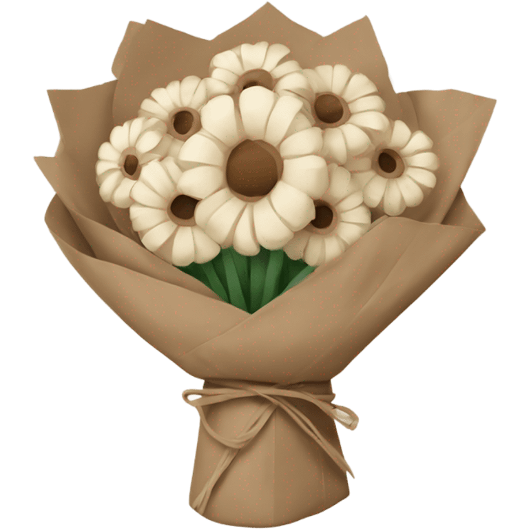 Neutral Flower bouquet wrapped in brown paper  emoji