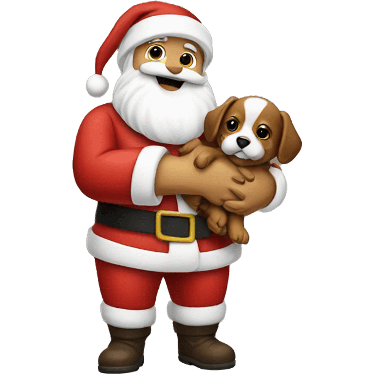 Santa Claus holding a puppy emoji