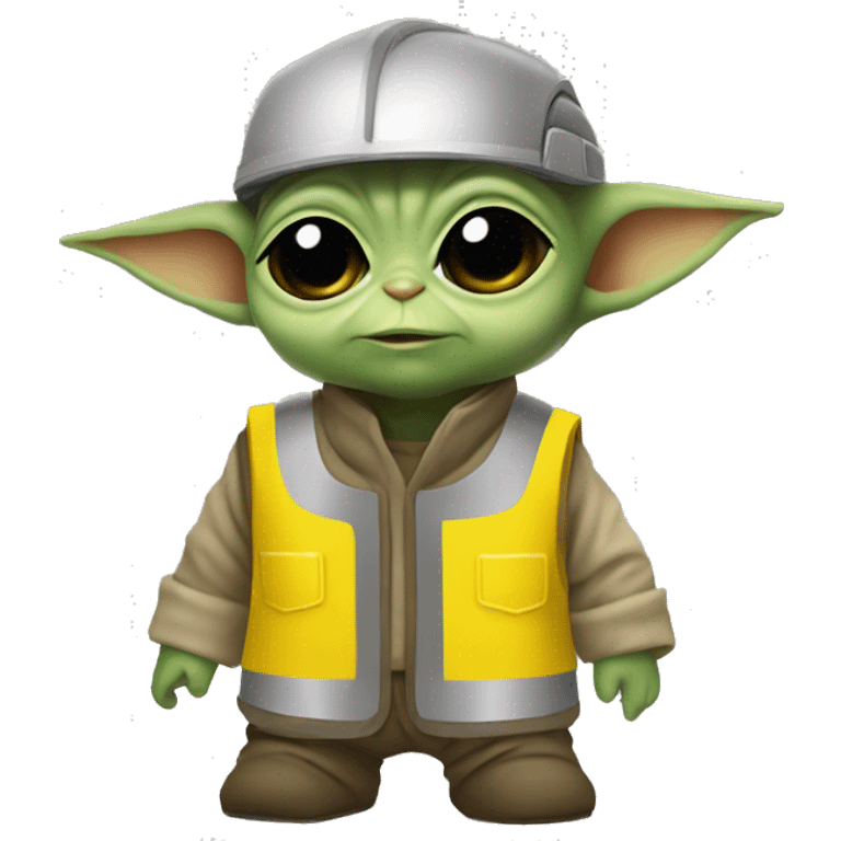 Baby Yoda in yellow construction helmet and vest emoji