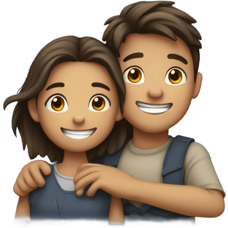 Girl hugging boy emoji