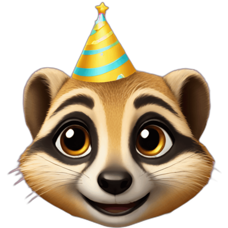 A meerkat a sign that has “Happy Birthday Priya” emoji