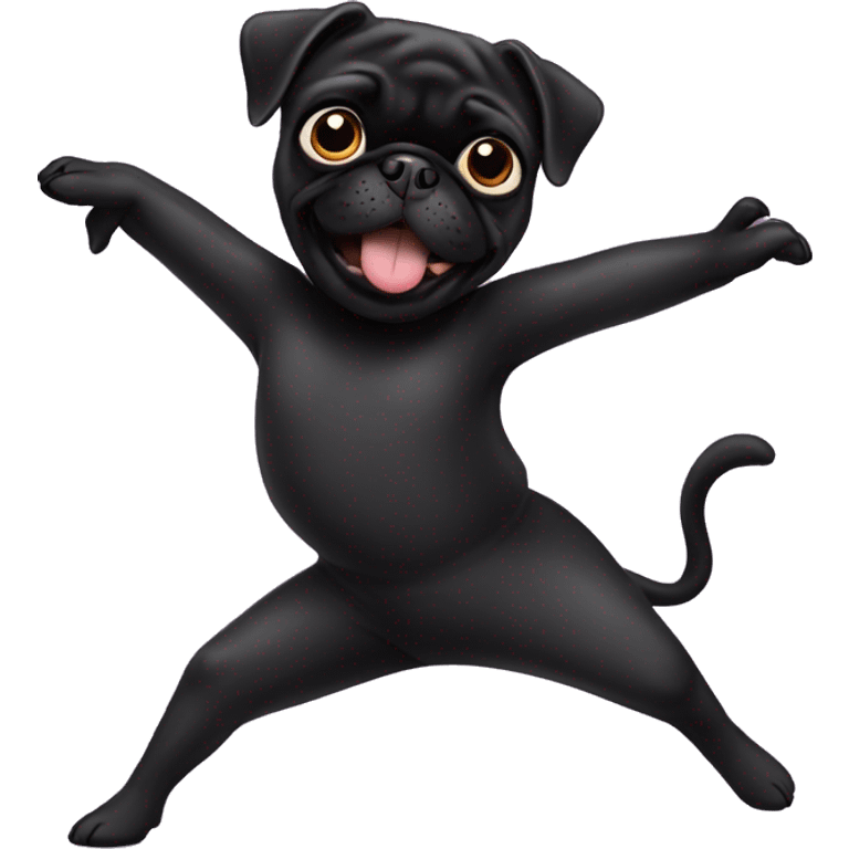 Black pug dancing ballet male emoji