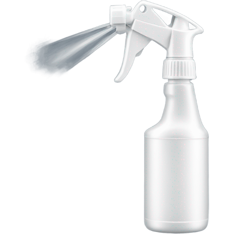 A handheld plastic spray bottle with a transparent container, with a long metal nozzle and a white handle emoji