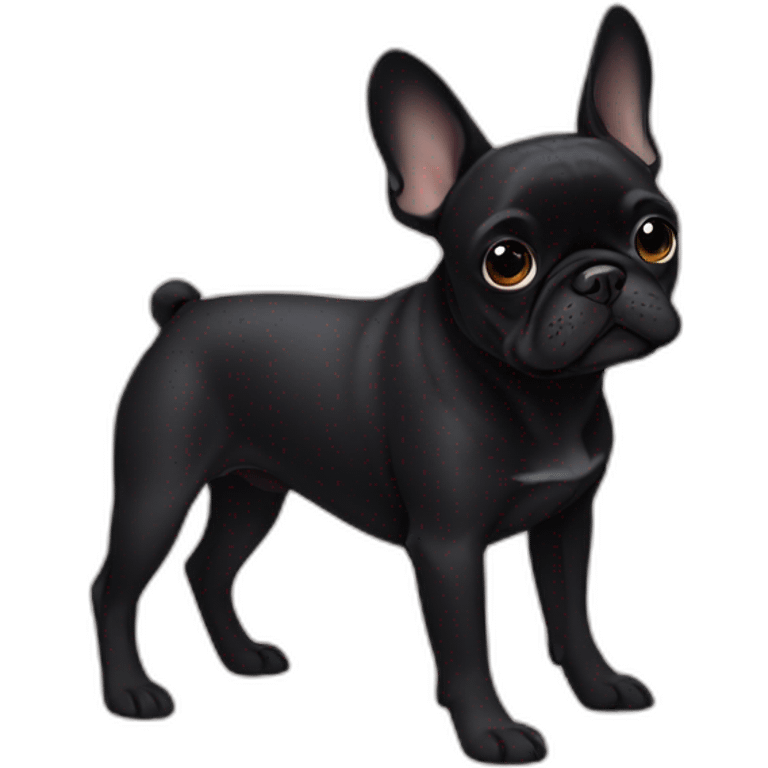 black frenchie with girl dark hair emoji