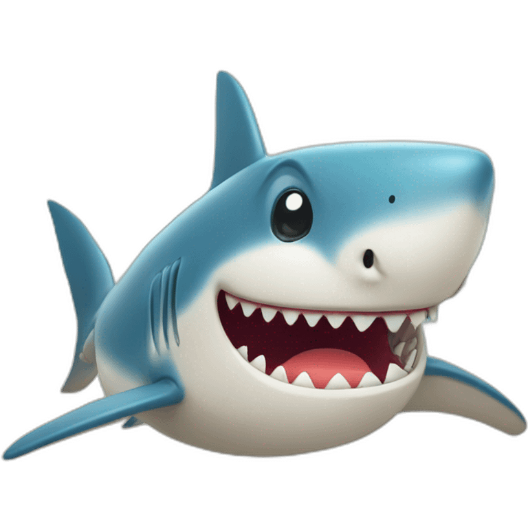 funny shark on beach summer emoji