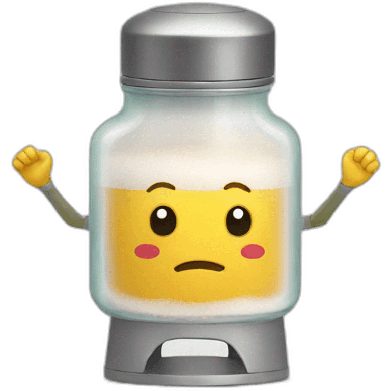 Happy salt dispenser with arms and legs emoji