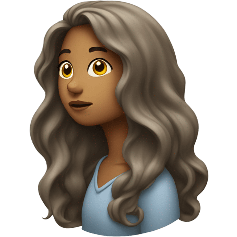 long haired girl gazing emoji