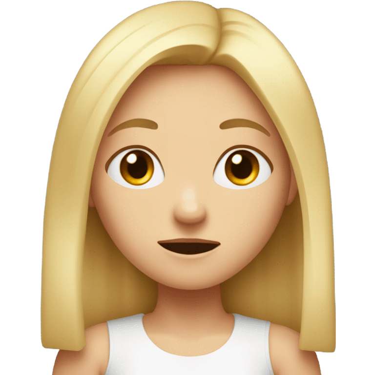 The girl with the straight blond hair was embarrassed. emoji