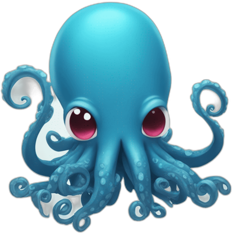 Cute blue kraken making hearts with tentacles emoji