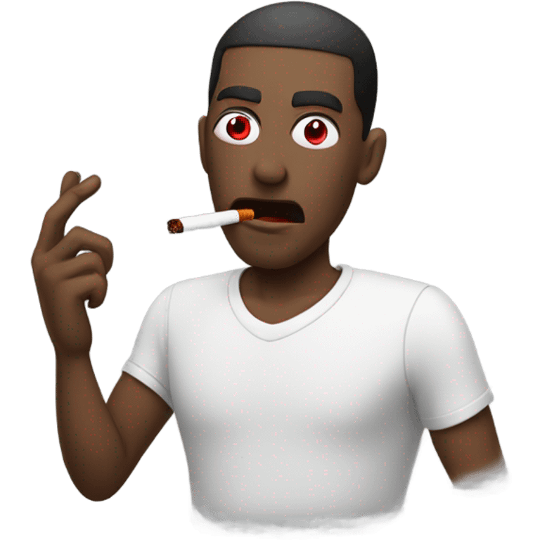 Guy with red eyes smoking emoji