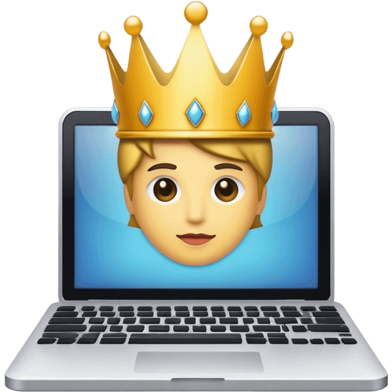 a computer with a crown emoji