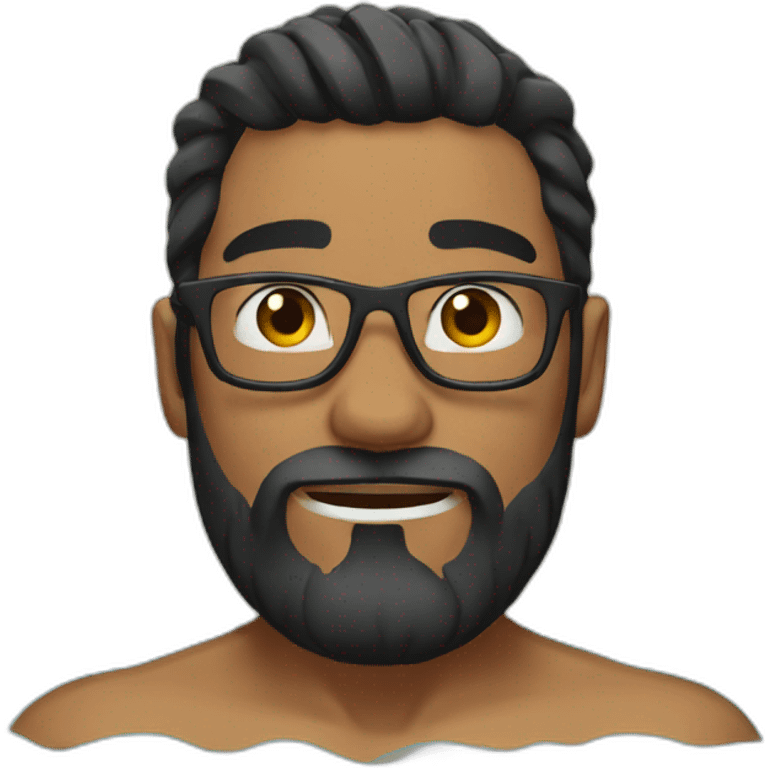 Swimming guy black hair and beard muscles emoji