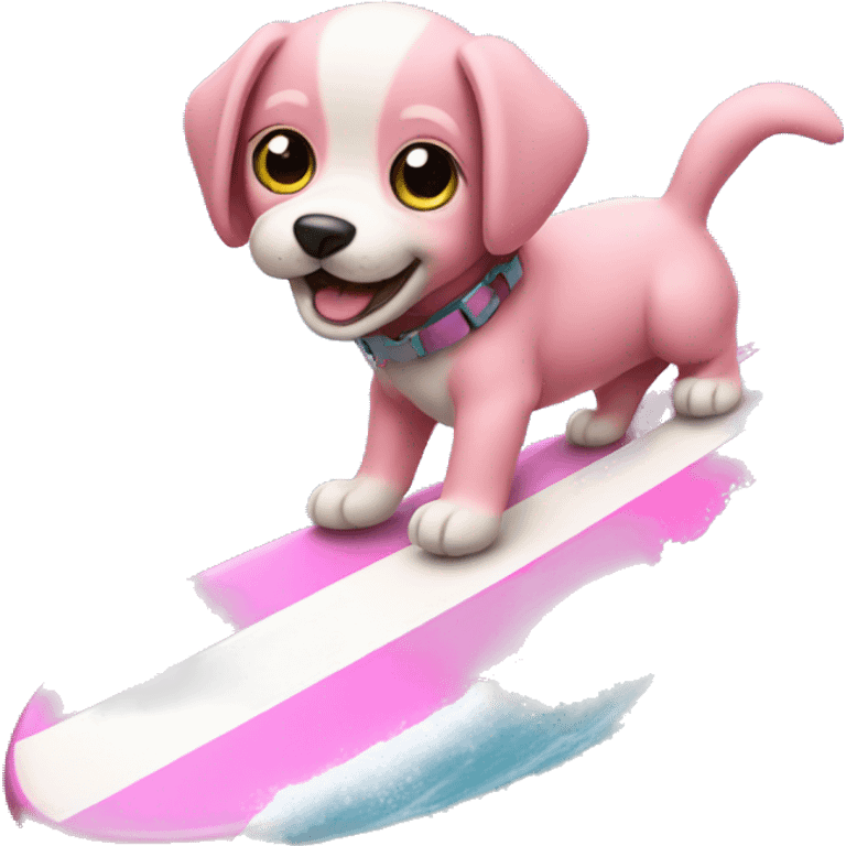 Pink puppy surfing emoji