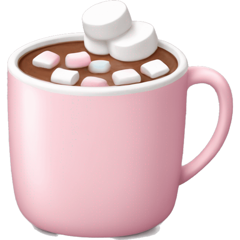 Light Pink mug of hot chocolate with marshmallows  emoji