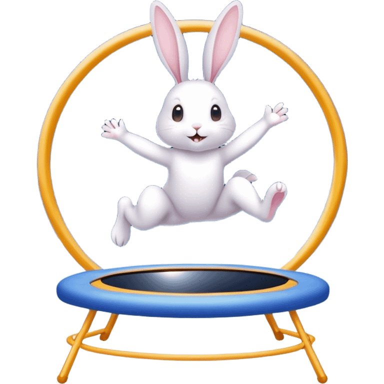 rabbit jumping on trampoline with faeries and starry sky and mirror emoji