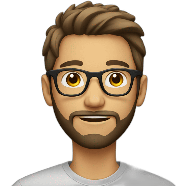 young man with a beard and contact glasses emoji